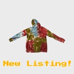 Santa Cruz skateboards Tie Dye Hoodie Size Large Skate Red green Flower Logo
